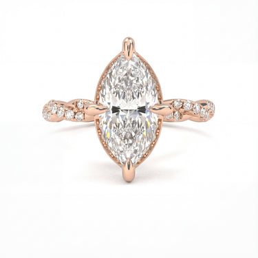 Floral Twisted Pavé Engagement Ring - Marquise Cut - Beyon Diamond