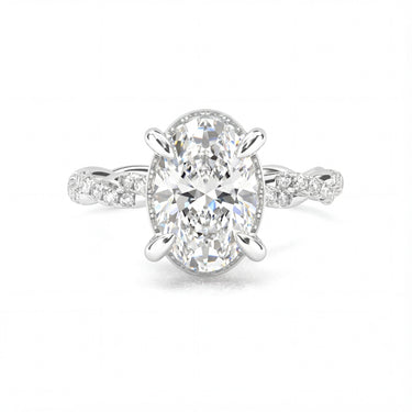 Floral Twisted Pavé Engagement Ring - Oval Cut - Beyon Diamond