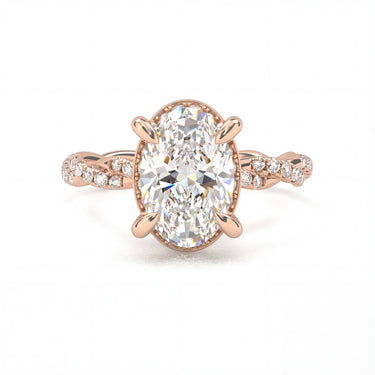 Floral Twisted Pavé Engagement Ring - Oval Cut - Beyon Diamond