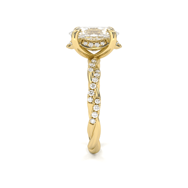 Floral Twisted Pavé Engagement Ring - Oval Cut - Beyon Diamond