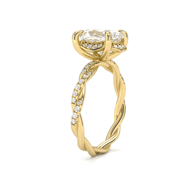 Floral Twisted Pavé Engagement Ring - Oval Cut - Beyon Diamond
