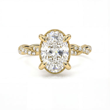 Floral Twisted Pavé Engagement Ring - Oval Cut - Beyon Diamond