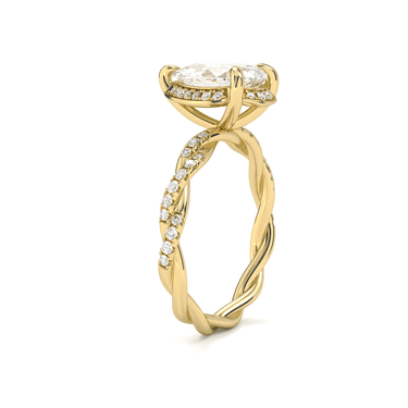 Floral Twisted Pavé Engagement Ring - Pear Cut - Beyon Diamond