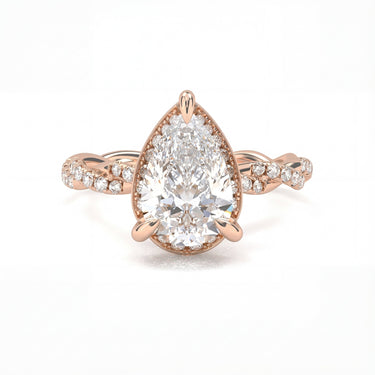 Floral Twisted Pavé Engagement Ring - Pear Cut - Beyon Diamond