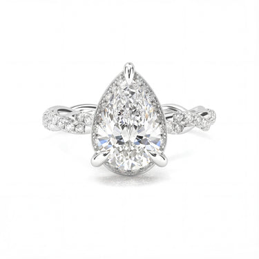 Floral Twisted Pavé Engagement Ring - Pear Cut - Beyon Diamond