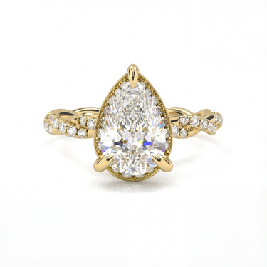 Floral Twisted Pavé Engagement Ring - Pear Cut - Beyon Diamond