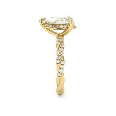 Floral Twisted Pavé Engagement Ring - Pear Cut - Beyon Diamond