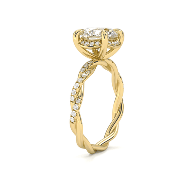 Floral Twisted Pavé Engagement Ring - Round Cut - Beyon Diamond