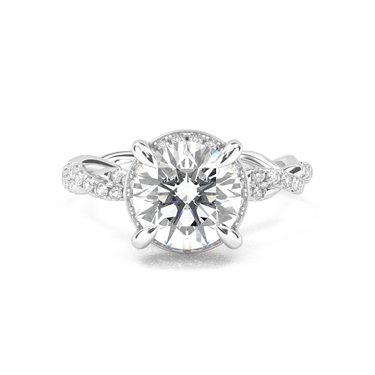 Floral Twisted Pavé Engagement Ring - Round Cut - Beyon Diamond