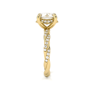 Floral Twisted Pavé Engagement Ring - Round Cut - Beyon Diamond