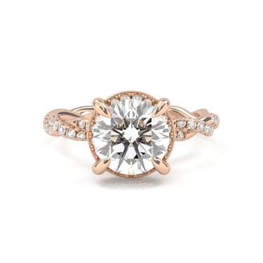 Floral Twisted Pavé Engagement Ring - Round Cut - Beyon Diamond