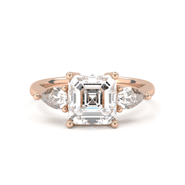 Florence Three Stone Asscher Cut Diamond Ring - Beyon Diamond