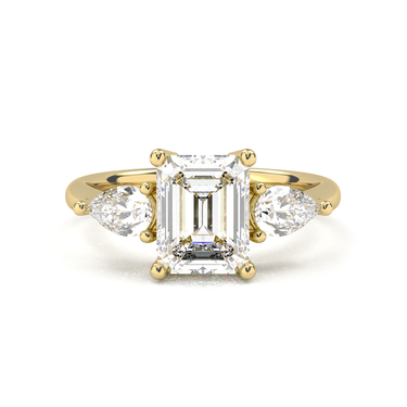 Florence Three Stone Emerald Cut Diamond Ring - Beyon Diamond