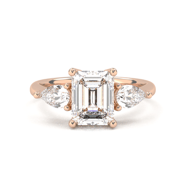 Florence Three Stone Emerald Cut Diamond Ring - Beyon Diamond