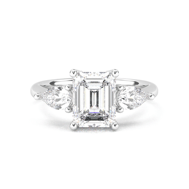 Florence Three Stone Emerald Cut Diamond Ring - Beyon Diamond