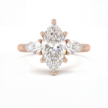 Florence Three Stone Marquise Cut Diamond Ring - Beyon Diamond