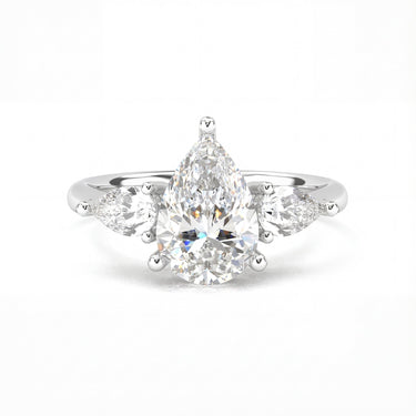 Florence Three Stone Pear Cut Diamond Ring - Beyon Diamond