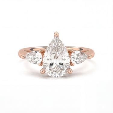 Florence Three Stone Pear Cut Diamond Ring - Beyon Diamond