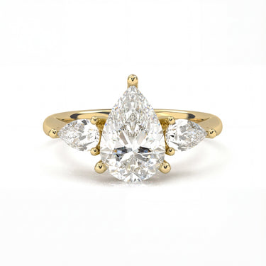 Florence Three Stone Pear Cut Diamond Ring - Beyon Diamond