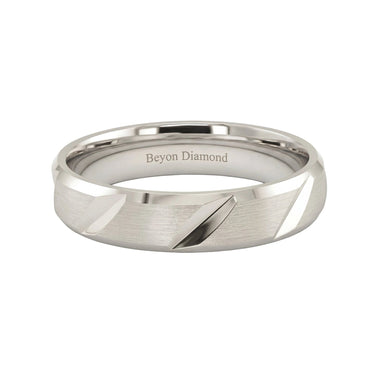 Grooved Diagonal Men's Band - Beyon Diamond