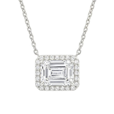 Halo Emerald Cut Diamond Necklace - Beyon Diamond