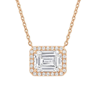 Halo Emerald Cut Diamond Necklace - Beyon Diamond