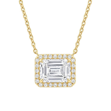 Halo Emerald Cut Diamond Necklace - Beyon Diamond