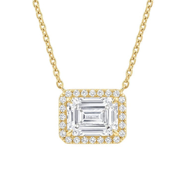 Halo Emerald Cut Diamond Necklace - Beyon Diamond