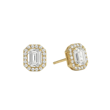 Halo Emerald Cut Diamond Stud Earrings - Beyon Diamond
