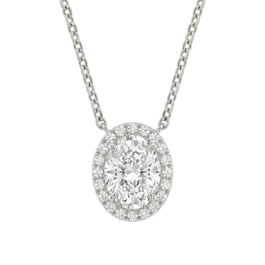 Halo Oval Cut Diamond Necklace - Beyon Diamond
