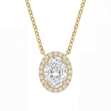 Halo Oval Cut Diamond Necklace - Beyon Diamond