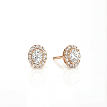 Halo Oval Diamond Stud Earrings - Beyon Diamond