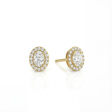 Halo Oval Diamond Stud Earrings - Beyon Diamond