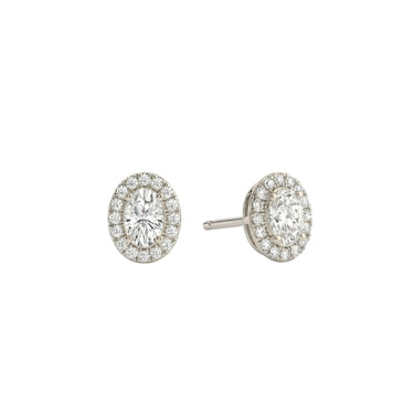Halo Oval Diamond Stud Earrings - Beyon Diamond