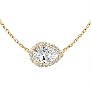 Halo Pear Cut Diamond Necklace - Beyon Diamond