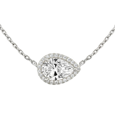 Halo Pear Cut Diamond Necklace - Beyon Diamond