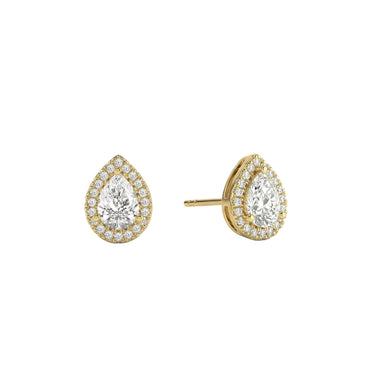 Halo Pear Diamond Stud Earrings - Beyon Diamond