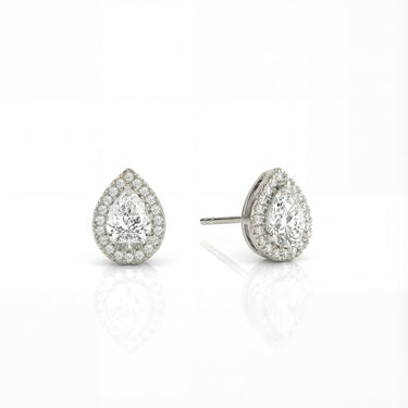 Halo Pear Diamond Stud Earrings - Beyon Diamond