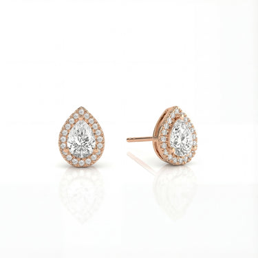 Halo Pear Diamond Stud Earrings - Beyon Diamond