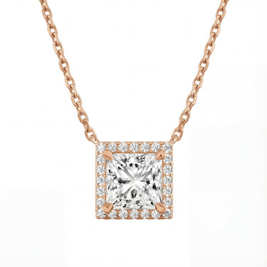 Halo Princess Cut Diamond Necklace - Beyon Diamond