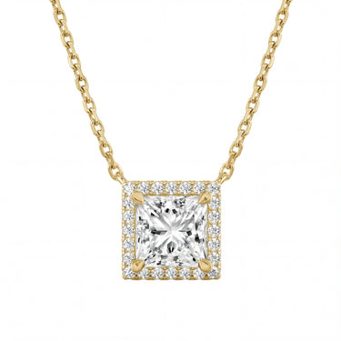 Halo Princess Cut Diamond Necklace - Beyon Diamond