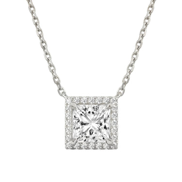 Halo Princess Cut Diamond Necklace - Beyon Diamond