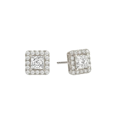 Halo Princess Cut Diamond Stud Earrings - Beyon Diamond