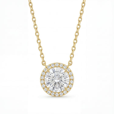 Halo Round Cut Diamond Necklace - Beyon Diamond