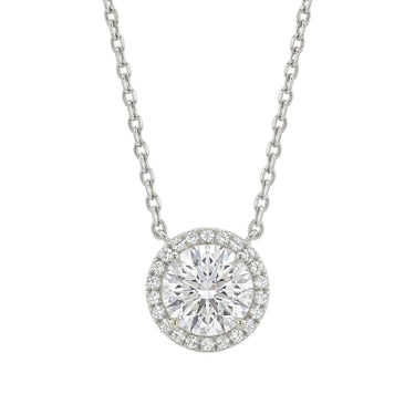 Halo Round Cut Diamond Necklace - Beyon Diamond
