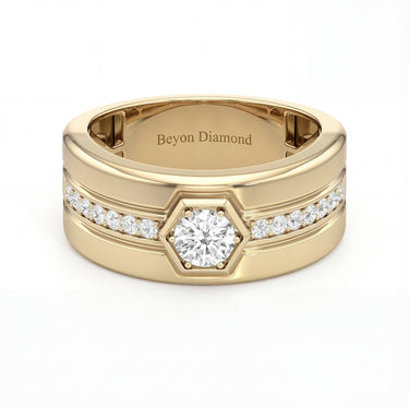 Hexagon Diamond Ridge Men's Ring - Beyon Diamond