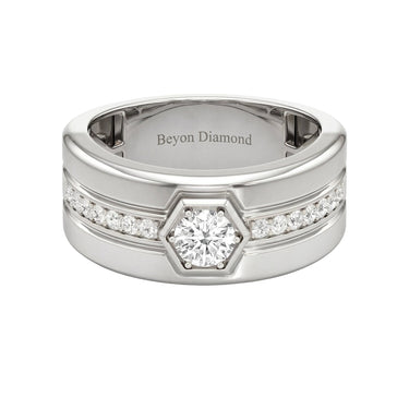 Hexagon Diamond Ridge Men's Ring - Beyon Diamond