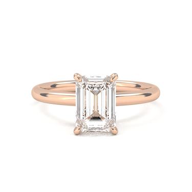Hidden Halo Solitaire Emerald Cut Diamond Ring - Beyon Diamond