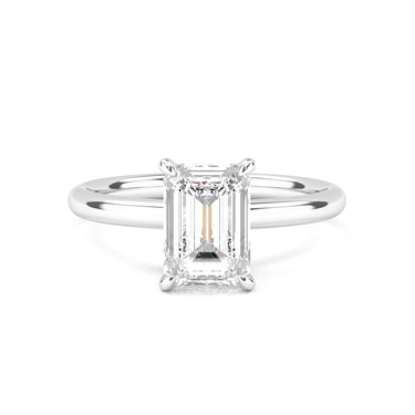Hidden Halo Solitaire Emerald Cut Diamond Ring - Beyon Diamond