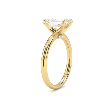 Hidden Halo Solitaire Emerald Cut Diamond Ring - Beyon Diamond